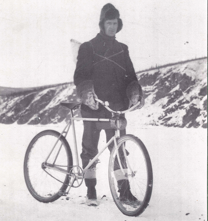 cyclist winter circa 1900