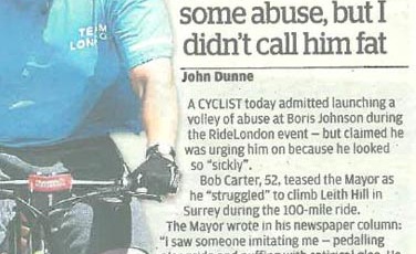 Boris Johnson vs Lycra-clad cyclist