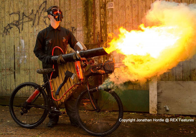 ETA zombie proof bike flamethrower